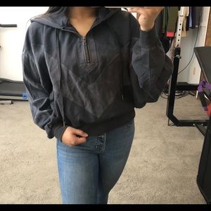 NWT PINK Crop Pullover Hoodie Gray XS